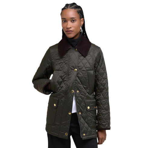 Piumino Donna Modern Beadnell, con impunture a rombi e colletto in velluto